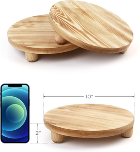 JUNJI – <span class=keywords><strong>tabouret</strong></span> de <span class=keywords><strong>plante</strong></span> en <span class=keywords><strong>bois</strong></span>, lot de 2, 10 pots de plantes en Pot rond, support de piédestal pour exposition intérieure et extérieure - Product Image 3