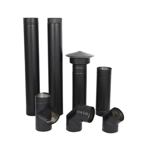 Black Single Wall Chimney Flue Kit Spigot Lock System