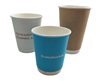 Gobelet en papier à double paroi jetable de 8 oz, 12 oz, 16 oz pour boissons chaudes, biodégradable, avec logo personnalisable en PE pour le café