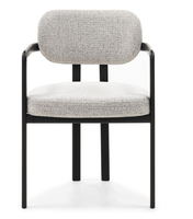 Chaises de salon modernes en tissu bouclé, dossier incurvé, pieds en métal, lot de 4