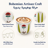 Ensemble de tasses Cawa, tasses à expresso en céramique arabe traditionnelle, ensemble de tasses à café en porcelaine Finjan avec sac de voyage pour les amateurs de café en plein air
