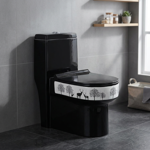 WC monobloc en céramique forme diamant, chasse d'eau siphonique, toilette géométrique moderne - Product Image 4