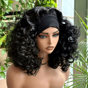 Machine Made Headband <strong>Wig</strong> for Women Curly Synthetic Short Curly Hair Ice Silk Hairband Cover - Product Image 3