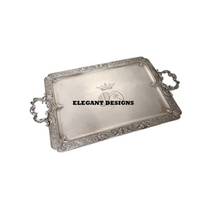 Fabricant de plateaux de service en laiton d'excellente qualité en Inde Plateau de forme ronde Design traditionnel Plat de service pour bar et maison - Product Image 5