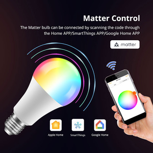 Bombilla Inteligente Matter con Colores RGB, Conexión Directa a Tuya y SmartThings, Control por Voz con <span class=keywords><strong>Apple</strong></span> Home Siri, Luces <span class=keywords><strong>Inteligentes</strong></span> para el Hogar - Product Image 5