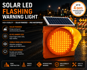 Feux de signalisation clignotants LED solaires ambre en PC 12V pour la sécurité routière et les travaux de construction – Fabricant OEM/ODM - Product Image 1