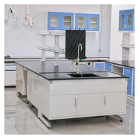 Banc de laboratoire tout acier avec plan de travail en résine époxy, table de laboratoire, mobilier de laboratoire scolaire, banc de travail de laboratoire à cadre en C avec roulettes
