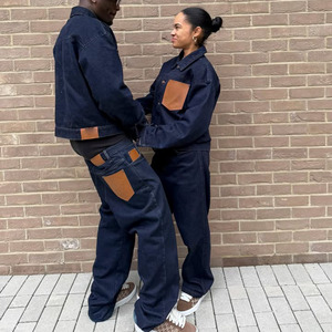 Ensemble en jean vintage de haute qualité pour homme, veste et pantalon délavés à l'acide, style streetwear - Product Image 2