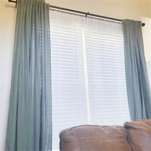 Leggiadre tende di lino verde ganci a nastro per sistema a binario lino tessuto trasparente retro linguetta tende Extra lunghe per soggiorno - Product Image 6