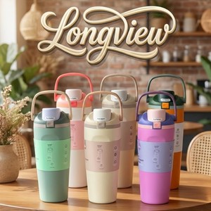 Bouteille d'eau isotherme en acier inoxydable avec logo personnalisé, 16oz, 19oz, 24oz, 32oz, avec paille intégrée pour boire facilement en voyage, sans BPA. - Product Image 2
