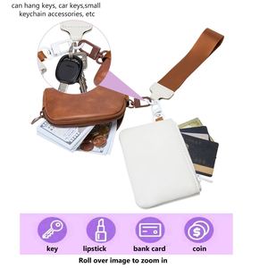Luxury Women's Single Strap Mini Wallet Portable Wrist Bag Business <b>Card</b> Pu Leather Zipper Closure Coin Purse for Autumn - Product Image 3