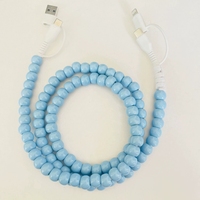 Câble de charge rapide Type-C 5A 4-en-1 fait main avec perles acryliques de couleur unie pour téléphone et ordinateur