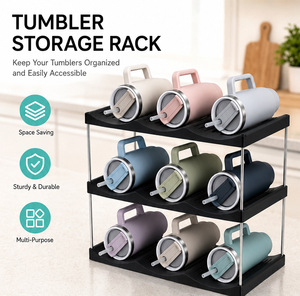 Modern 40 Oz Four-Tier Plastic Tumbler <b>Storage</b> Rack Stackable Cup Organizer Beverage Display Holder for <b>Kitchen</b> Counter - Product Image 5
