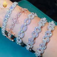 Bracelet HipHop VVS1 Moissanite Iced Out en Argent Sterling 925, Chaîne à Maillons, Bracelets Chaîne Moissanite, Testeur de Diamant Inclus avec Certificat GRA