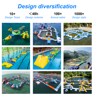 AOYU Tobogán Acuático Inflable Parque Flotante de Atracciones Lago Niños Softplay Ciudades Gran Equipo de Diversión al Aire Libre - Product Image 4