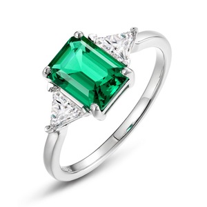 Fashion Retro Light Luxury Lab Cultured <strong>Emerald</strong> Ring S925 Sterling <strong>Silver</strong> Inlaid Colored Gemstone Custom <strong>Jewelry</strong> Wholesale - Product Image 1