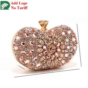 Tas Clutch Berlian Buatan Tangan Wanita, Dompet Kristal Motif Hewan, Tas Selempang Pesta Malam Hari, Tas Rhinestone - Product Image 1