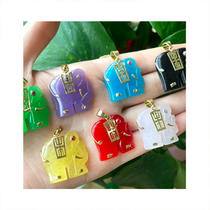 Wholesale Fine Fashion Jewelry Sets Price Jadeite <strong>Necklaces</strong> Natural Gold <strong>Elephant</strong> Jade Stone Chain Pendant <strong>Necklace</strong> for Women - Product Image 1