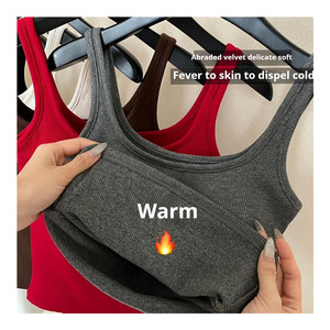 Toptan yüksek elastik rahat sıcak tank top etkili fit göğüs kadınlar sling sutyen fırçalama termal yelek kaşkorse yastıklı lady için