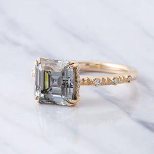 На заказ 9 мм обручальное кольцо Assher 14-каратное позолоченное 3.5ct, набор женских колец из муассанита - Product Image 5