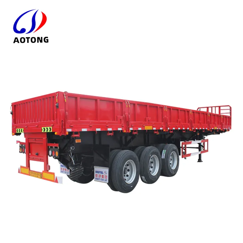 3 Axle 4 Axle Bulk Cargo Sidewall Semi Trailer Container And Cargo Carrier Utility Use Flatbed Truck Trailers With Side Wall