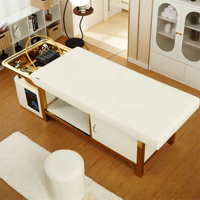 Lit de spa électrique moderne de luxe doré avec système de circulation d'eau, massage par shampoing, pliable et réglable |   Lit de salon multifonctionnel