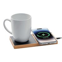 Base de carga inalámbrica de bambú con logotipo personalizado rápido 15W/10W/5W regalo de negocios promocional para teléfono
