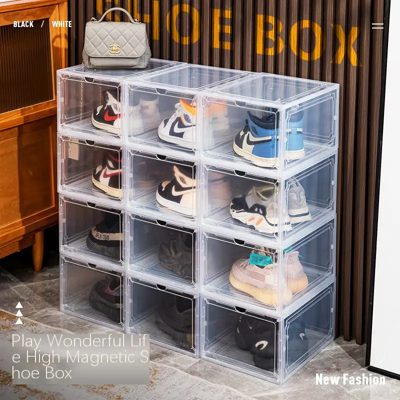 Anti-oxidation magnetic absorption acrylic sports shoes stackable storage shoe cabinet for antbox antbox s shoe storage