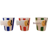 Tasse à café en céramique 3D en relief fait main, motif poisson, style américain, cadeau d'anniversaire, compatible lave-vaisselle et micro-ondes, emballage bulle