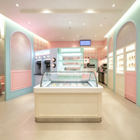 Maßgefertigte Multifunktionale Hochleistungs-Gelato-Vitrine im Pastell-Stil Kommerzieller Eiscreme-Gefrierschrank mit LED-Beleuchtung