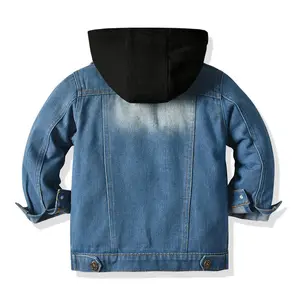 Jaket Denim tahan lama untuk anak-anak, jaket Denim hoodie tahan lama dan perempuan, pakaian jaket robek untuk anak-anak, pakaian grosir