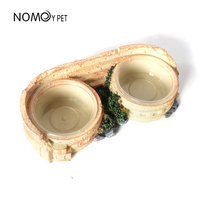 Nouveaux accessoires de Reptile Terrarium décoratif simple Double bols résine Reptile bol mangeoire