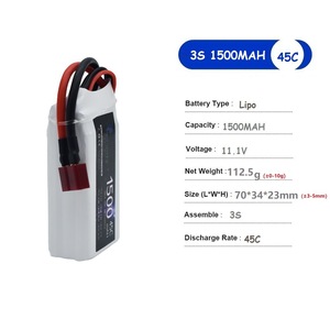 Batería LiPo de Alta Velocidad 45C 11.1V 1500mAh para Barco, Coche, Dron, Avión de Ala Fija, Batería Recargable - Product Image 3
