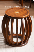 Style chinois moderne Nouveau tabouret de tambour en bois d'ébène massif Table basse élégante avec sièges confortables