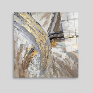 Elegant Modern <b>Art</b> Deco <b>Large</b> Wall <b>Art</b> Panel-Silver & Gold Marble Print Tempered Glass Hanging <b>Art</b> - Product Image 2