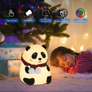 Lámpara Nocturna Panda con Control Táctil, Lámpara de Silicona Suave para Niños, Bebés, Dormitorio, Mesita de Noche, Recargable por USB, 7 Colores Cambiantes - Product Image 2