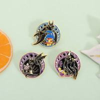Pin Enamel Bentuk Hewan Kartun Unik Fase Bulan Lucu, Bros Punk Burung Hantu Kelelawar Ramuan Ajaib Halloween, Lencana Kerah, Perhiasan, Hadiah