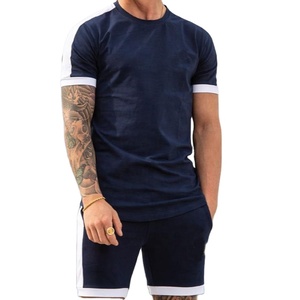 ชุดเสื้อยืดและกางเกงขาสั้นสองชิ้น,เสื้อยืดลายทางตัดกันสำหรับฤดูร้อน - Product Image 2