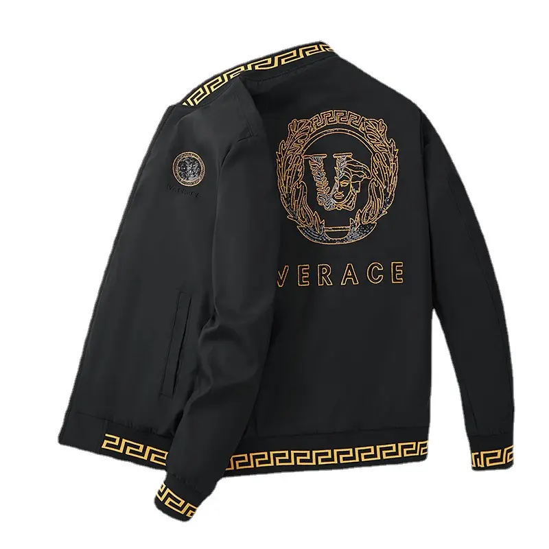 Custom Logo Trendy Embroidered coat jacket New style long-sleeved coat men baseball suit stand collar men winter coat