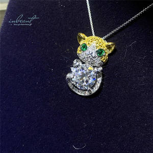 Siver 925 <span class=keywords><strong>Original</strong></span> 2 ct Brillant Coupe Diamant Test Passé D Couleur Moissanite Petit Tigre Pendentif Collier pour Femmes Fine Jewelry - Product Image 2