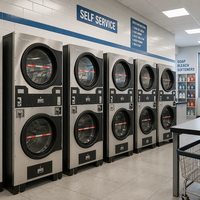 Laveuse-sécheuse commerciale à monnayeur pour laverie partagée, équipement de blanchisserie pour dortoirs et logements