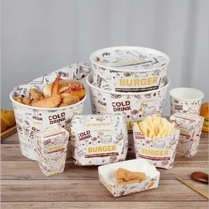 Wholesale Custom Hamburger Take Away Burger Fried Chip Chicken French Fries Donut Pastry Bakery Lunch Takeaway Fast Food Packagi