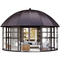 2026 Véranda d'hiver de luxe ronde en aluminium, type dôme, avec structure fermée, pour jardin, serre en verre, taille personnalisée, serre florale