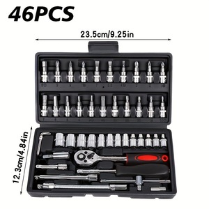46-Piece 1/4-Inch Drive Socket Ratchet Wrench Set Metric Bits Hand <b>Tool</b> <b>Box</b> OEM Auto Repair & <b>Garden</b> Use BONA-TZ - Product Image 5