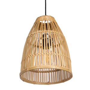 โคมไฟระย้าไม้ไผ่ทอแบบ E27 LED ทรงกลมหัวเดียวสำหรับบ้าน ห้องนอน ระเบียง ร้านน้ำชา - Product Image 5