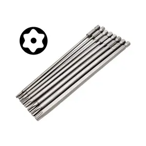 8pcs 1/4 Pouces Tige Hexagonale Torx Tête 6 Pouces 150mm Tournevis Bit Set Sécurité Anti-Sabotage Star 6 Point Tournevis Kit T8-T40