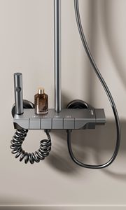 Ensemble de robinet de <span class=keywords><strong>douche</strong></span> gris de luxe moderne, accessoires de salle de bain avec eau chaude, prix de gros - Product Image 3