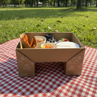 Boîte à emporter personnalisée pour aliments, boîte de pique-nique en carton ondulé transformable en table