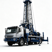 Plateforme de forage de puits d'eau montée sur camion avec générateur, compresseur, pompe et moteur