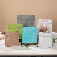 Sacs de café à fond plat scellant huit côtés personnalisés pochette debout Ziplock sac d'emballage en papier aluminium pour aliments fruits secs